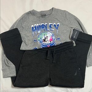 BUNDLE! Nautica Kids Charcoal Jogger Pants and Hurley long sleeve shirt.